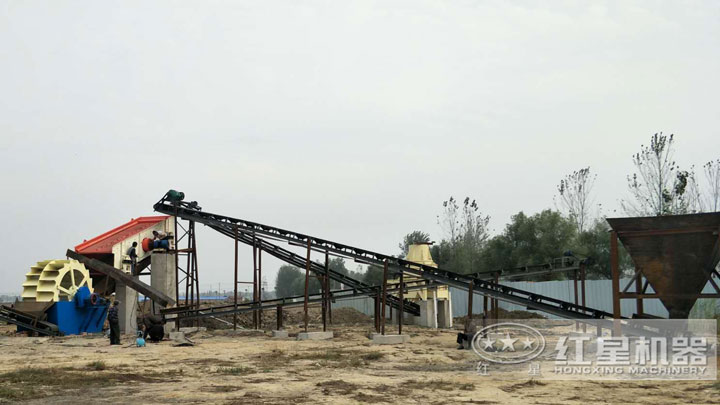 洗砂機搭配在生產線中，有效作業，清洗更干凈